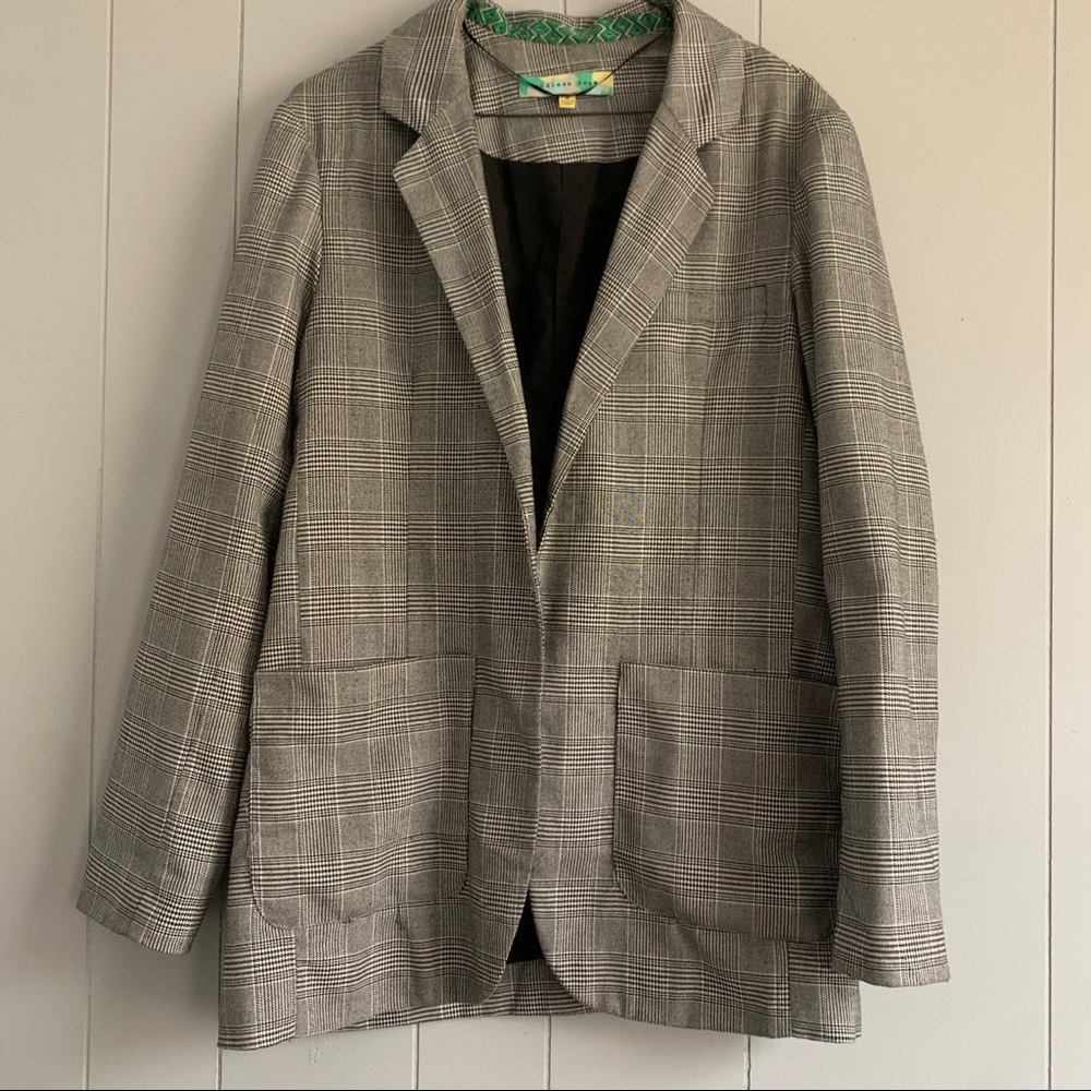 Longline Checkered Blazer